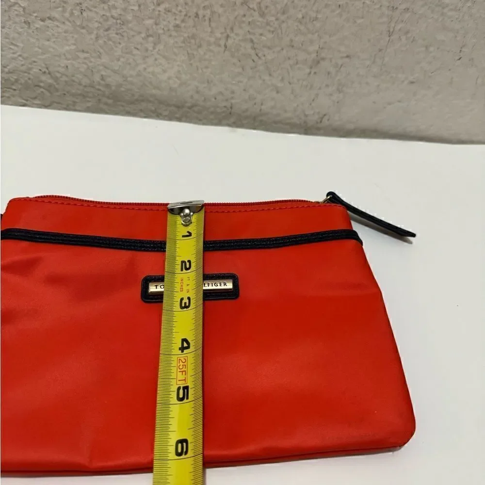 NWT Tommy Hilfiger: Red and Navy Blue Fabric Wristlet